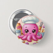 Cute bakende octopus knop ronde button 5,7 cm (Voorkant /achterkant)