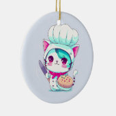 Cute Baker Pastry Chef Cat met Cake en Knife | Keramisch Ornament (Rechts)