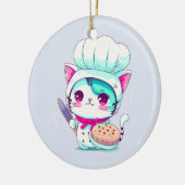 Cute Baker Pastry Chef Cat met Cake en Knife | Keramisch Ornament (Links)