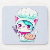 Cute Baker Pastry Chef Cat met Cake en Knife | Muismat (Voorkant)