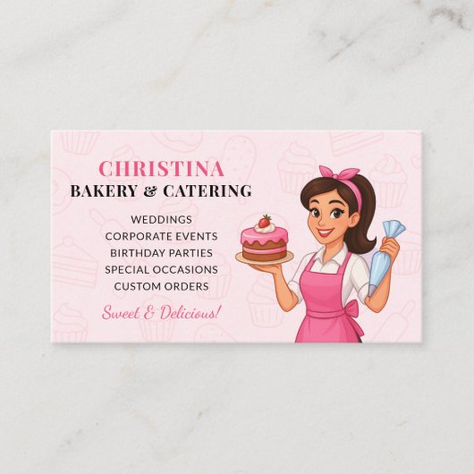 Cute Bakery & Catering Business Card Visitekaartje (Voorkant)