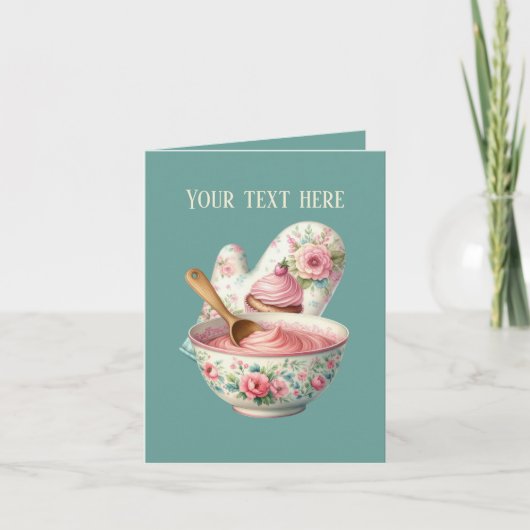Cute bakery oven mitt and bowl customizable kaart (Voorkant)