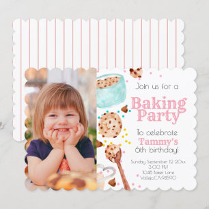 Cute baking foto kind verjaardagsuitnodiging kaart