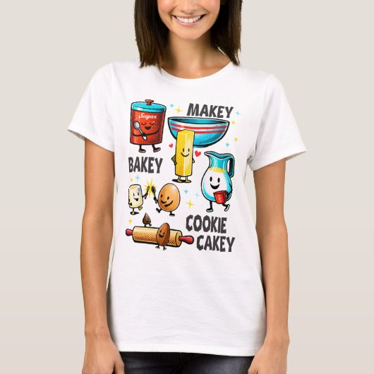 Cute baking ingredients collage bakery pastry chef t-shirt (Voorkant)