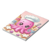 Cute baking octopus blank notepad notitieblok (Linkerzijde)