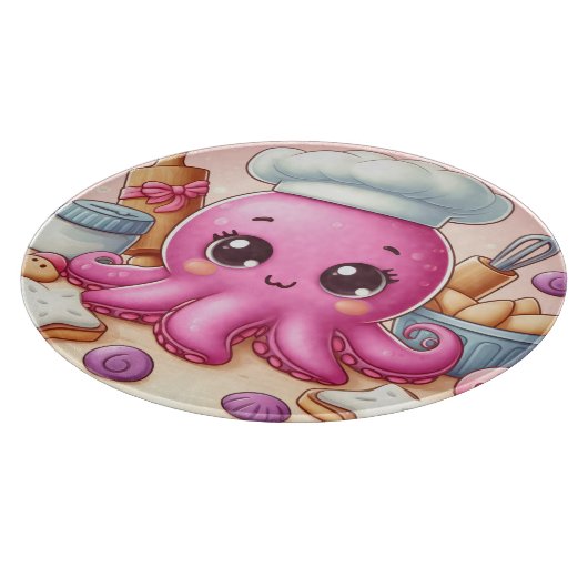 Cute baking octopus cutting board snijplank (Hoek)