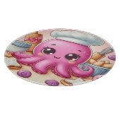 Cute bakkende octopus snijplank (Hoek)