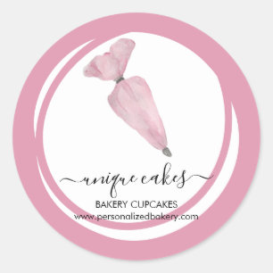 Cute Bakkerij Winkel Roze Cirkel Spuitzak Ronde Sticker