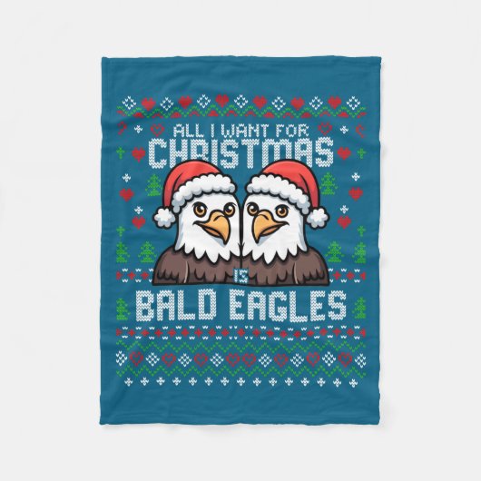 Cute Bald Eagles Christmas Ugly Xmas Sweater Patri Fleece Deken (Voorkant)