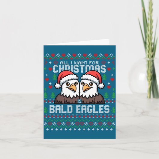 Cute Bald Eagles Christmas Ugly Xmas Sweater Patri Kaart (Voorkant)
