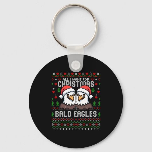 Cute Bald Eagles Christmas Ugly Xmas Sweater Patri Sleutelhanger (Voorkant)