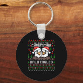 Cute Bald Eagles Christmas Ugly Xmas Sweater Patri Sleutelhanger (Voorkant)