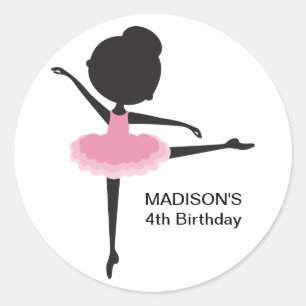 Cute Ballerina Birthday Favor Stickers