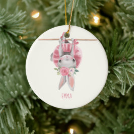 Cute Ballerina Bunny | Gepersonaliseerd Keramisch Ornament