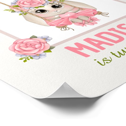 Cute ballerina bunny jarig pastel roze welkom poster (Hoek)