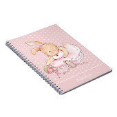 Cute Ballerina Bunny Rabbit Pink Tutu Polka Dots Notitieboek (Rechterzijde)