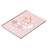Cute Ballerina Bunny Rabbit Pink Tutu Polka Dots Notitieboek (Linkerzijde)
