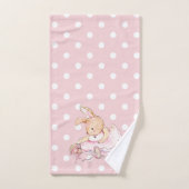 Cute Ballerina Bunny Rabbit Pink White Polka Dots Bad Handdoek (Handdoek)