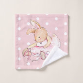 Cute Ballerina Bunny Rabbit Pink White Polka Dots Bad Handdoek (Wasdoekje)