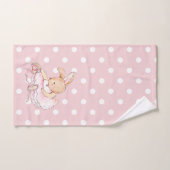 Cute Ballerina Bunny Rabbit Pink White Polka Dots Bad Handdoek (Handdoek)