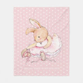 Cute Ballerina Bunny Rabbit Pink White Polka Dots Fleece Deken (Voorkant)