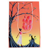 Cute Ballerina & Cat Night Sky Medium Cadeauzakje (Achterkant)