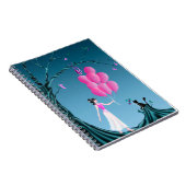 Cute Ballerina & Cat Night Sky Notitieboek (Rechterzijde)