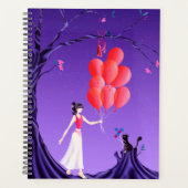 Cute Ballerina & Cat Night Sky Planner (Voorkant)