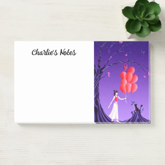 Cute Ballerina & Cat Night Sky Post-it Notes (Kantoor)