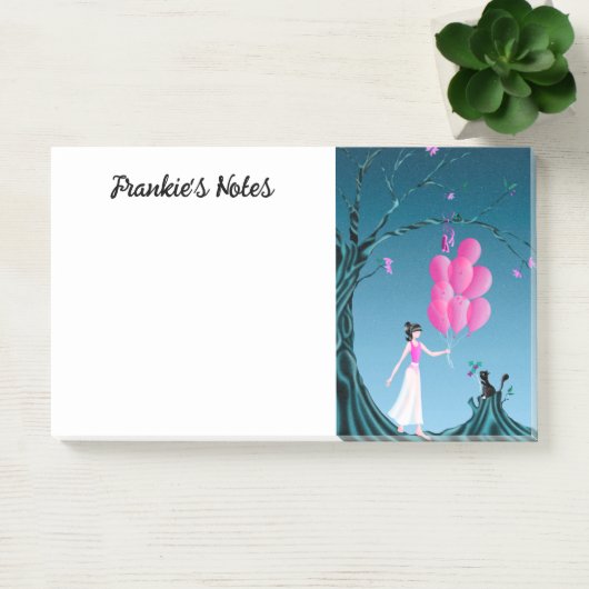 Cute Ballerina & Cat Night Sky Post-it® Notes (Kantoor)