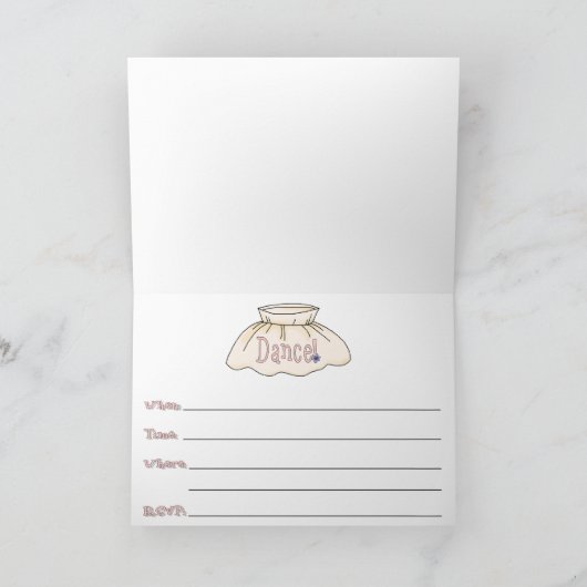 Cute Ballerina Dance Overweging Uitnodiging (Binnen)