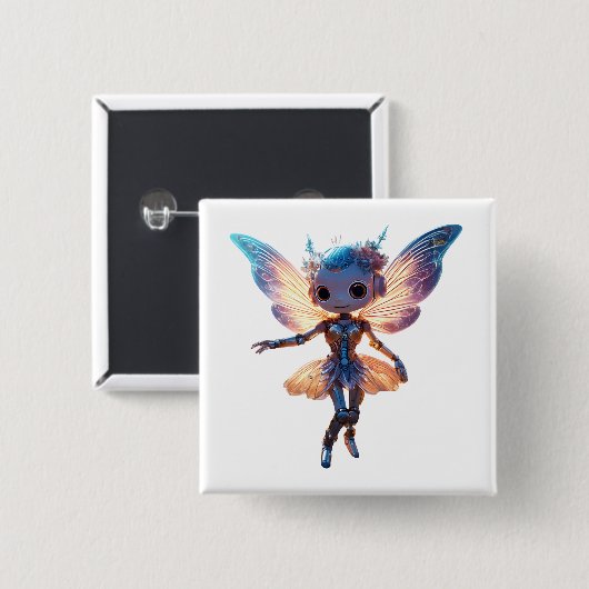 Cute Ballerina Dancing Robot Pixie Vierkante Button 5,1 Cm (Voorkant /achterkant)