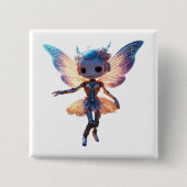 Cute Ballerina Dancing Robot Pixie Vierkante Button 5,1 Cm (Voorkant)