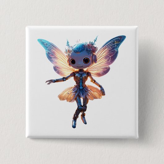 Cute Ballerina Dancing Robot Pixie Vierkante Button 5,1 Cm (Voorkant)