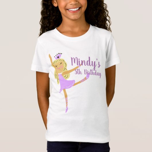 Cute Ballerina Doodle Party Birthday T-shirt (Voorkant)