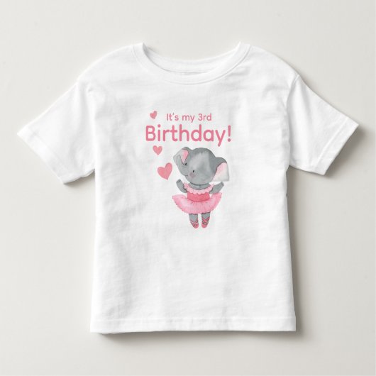Cute Ballerina Elephant It’s My Birthday  Kinder Shirts (Voorkant)