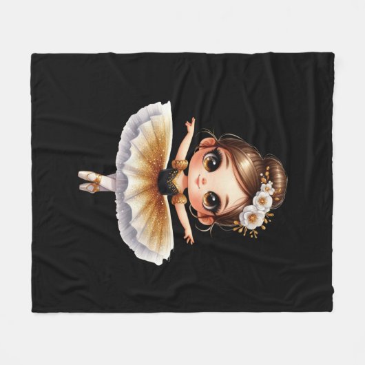 Cute Ballerina Fleece Deken (Voorkant (Horizontaal))