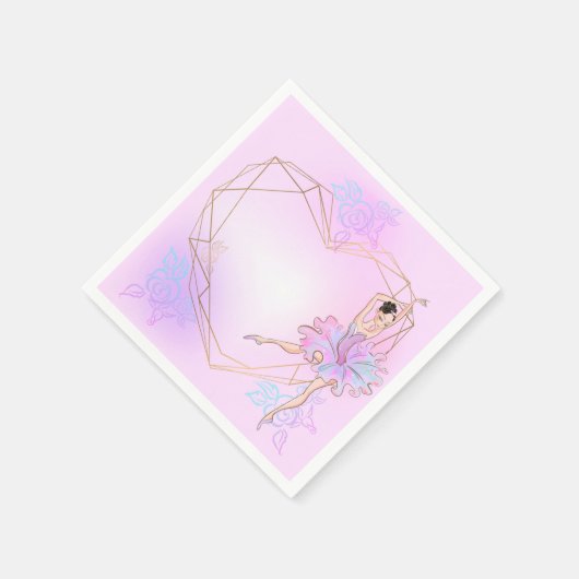 Cute Ballerina Geometric Girls Special Pink Party Servet (Hoek)