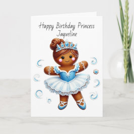 cute ballerina gingerbread girl birthday Card Feestdagen Kaart