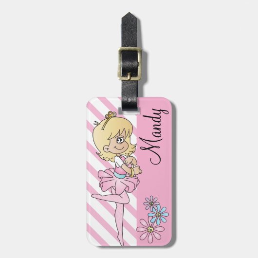 Cute Ballerina Girl | DIY-tekst | Roze Bagagelabel (Voorkant verticaal)