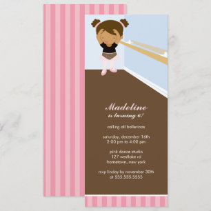 Cute Ballerina Girl's Birthday Party Kaart