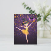 Cute Ballerina Halloween Bat en Moons Ballet Briefkaart (Staand voorkant)