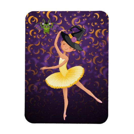 Cute Ballerina Halloween Bat en Moons Ballet Magneet (Verticaal)