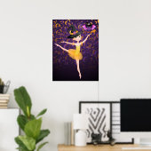 Cute Ballerina Halloween Bat en Moons Ballet Poster (Thuiskantoor)