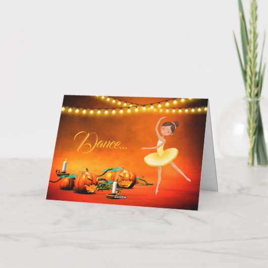 Cute Ballerina Halloween en Pumpkins Dance Feestdagen Kaart (Achterkant)