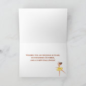Cute Ballerina Halloween en Pumpkins Dance Feestdagen Kaart (Binnen)