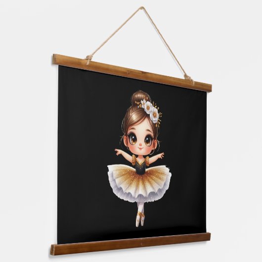 Cute Ballerina Hangend Wandkleed (Gebogen)