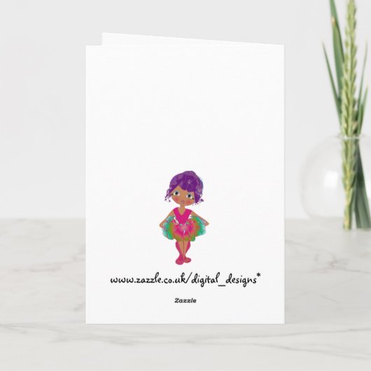 Cute Ballerina in Pink en Green Tutu Art Kaart (Achterkant)