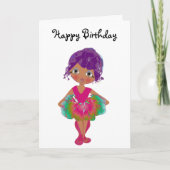 Cute Ballerina in Pink en Green Tutu Art Kaart (Voorkant)