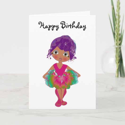 Cute Ballerina in Pink en Green Tutu Art Kaart (Voorkant)